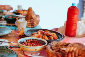 A table full with Moroccan cuisine